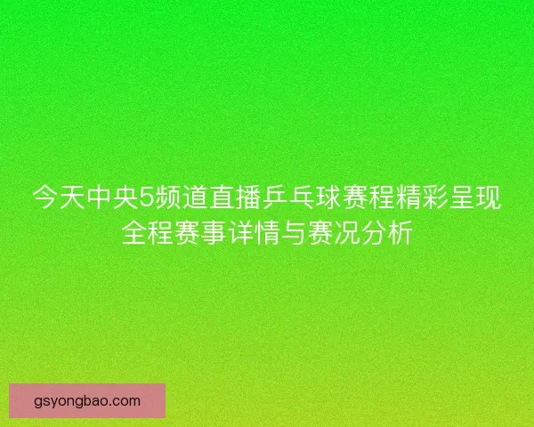 今天中央5频道直播乒乓球赛程精彩呈现全程赛事详情与赛况分析